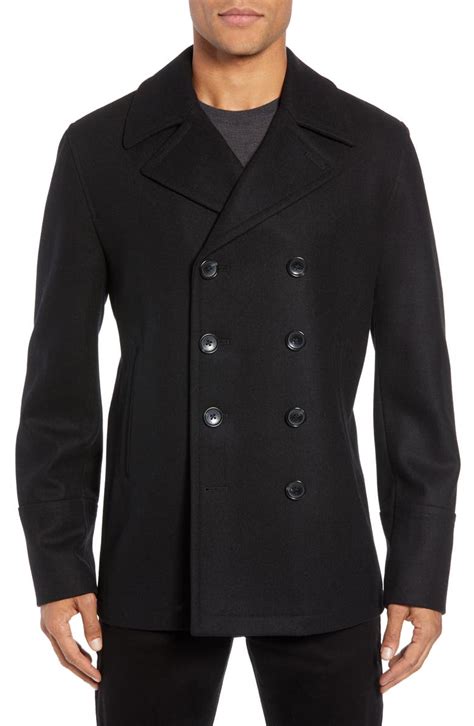 michael kors double breasted peacoat men|Michael Kors wool blend peacoat.